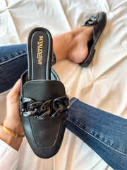 Columbia Black Matte Mules