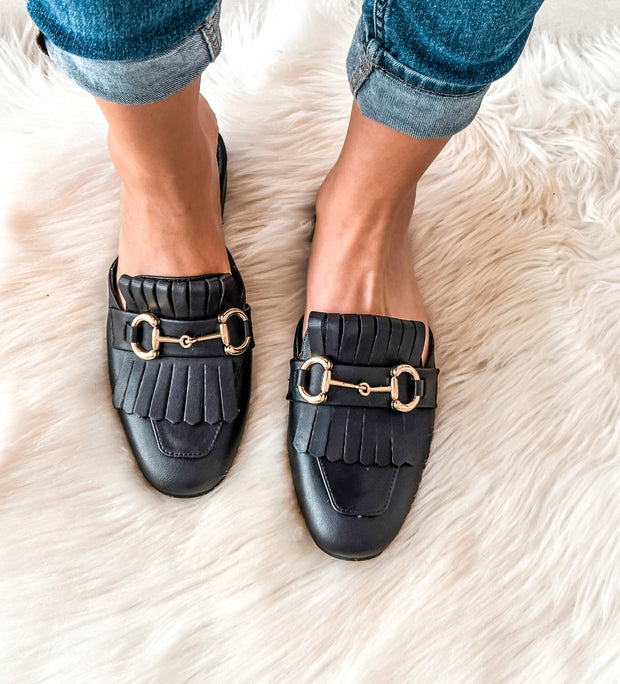 Chicago Gold Black Mules