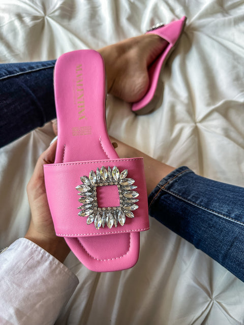 Aloha Shiny Carre Pink Sandals