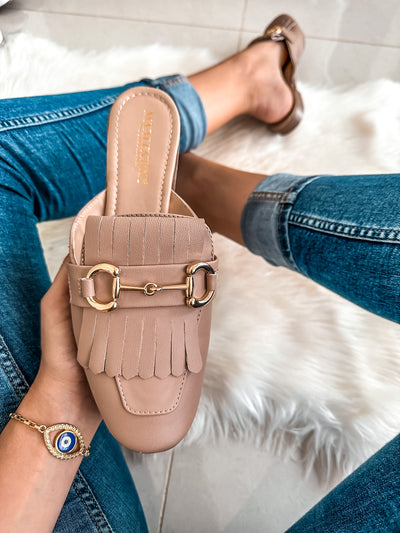 Chicago Gold Nude Mules