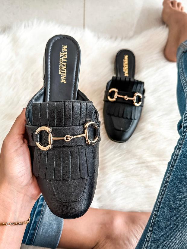 Chicago Gold Black Mules