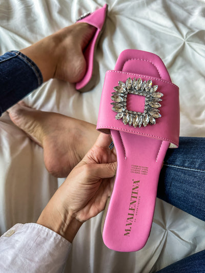Aloha Shiny Carre Pink Sandals