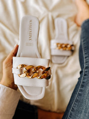 Palm Big Chain White Sandals