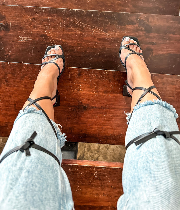 Ania Gladiator Black Heels