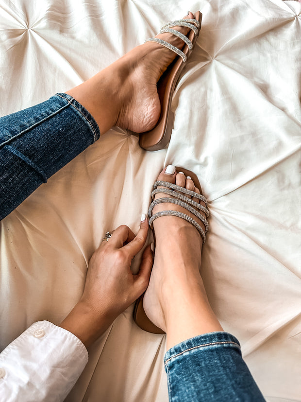 Palm Shiny Quad Nude Sandals