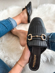 Chicago Gold Black Mules