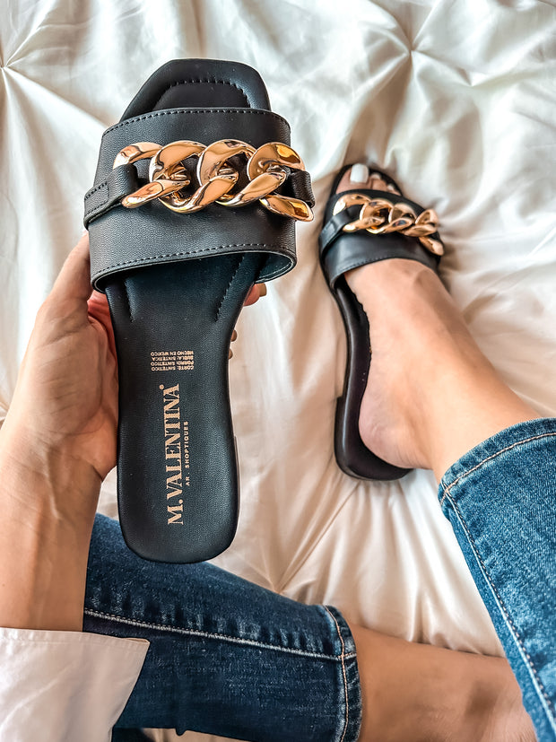 Palm Big Chain Black Sandals