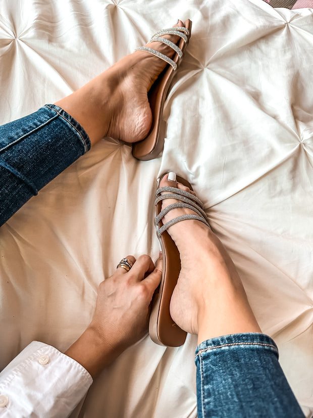 Palm Shiny Quad Nude Sandals