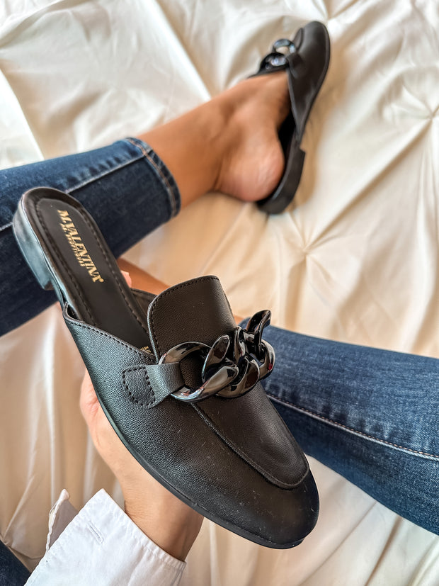 Columbia Black Matte Mules