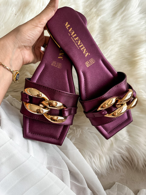 Square Chain Lilac Sandals