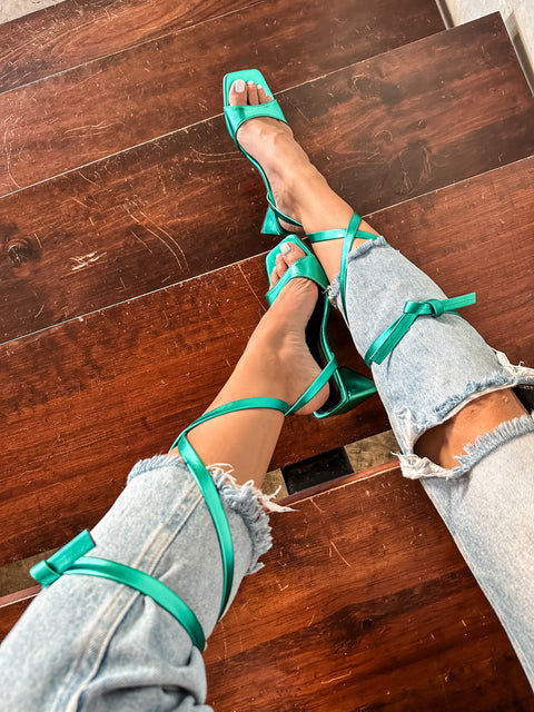 Gladiator Green Metallic Heels