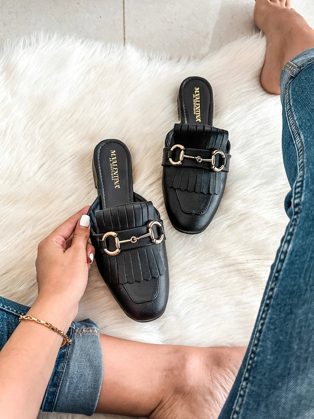 Chicago Gold Black Mules