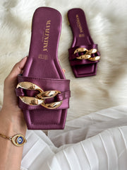 Square Chain Lilac Sandals