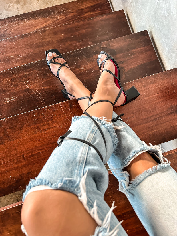 Ania Gladiator Black Heels