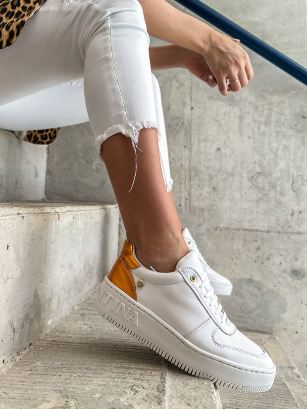 Boston Sneakers White & Orange