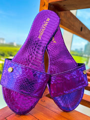 Aloha Turtle Purple Metallic Sandals