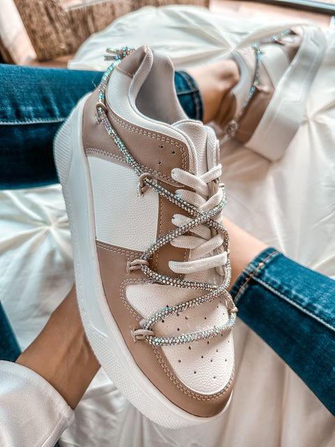 Toronto White & Nude Shiny Sneakers