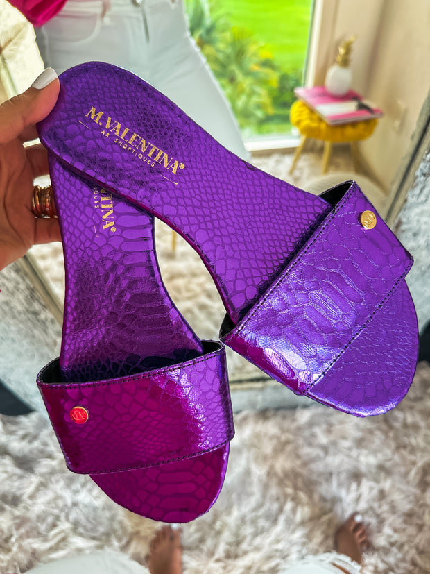 Aloha Turtle Purple Metallic Sandals