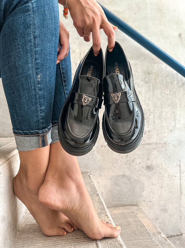 St Tome Mocasines Jaguar Charol Black