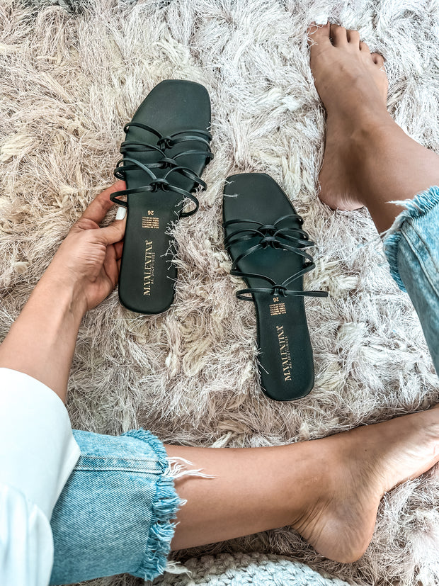 Palm Colors Triple Knot Black Sandals