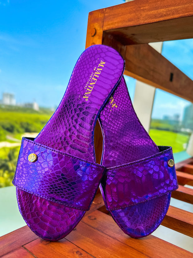 Aloha Turtle Purple Metallic Sandals