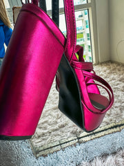 High Bracelet Pink Metallic Heels