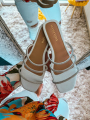 Palm Triple Shiny White Sandals