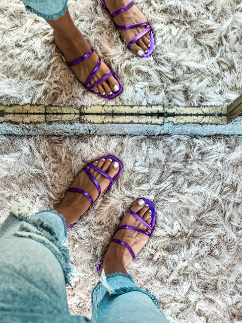 Palm Crossover Triple Purple Metallic Sandals