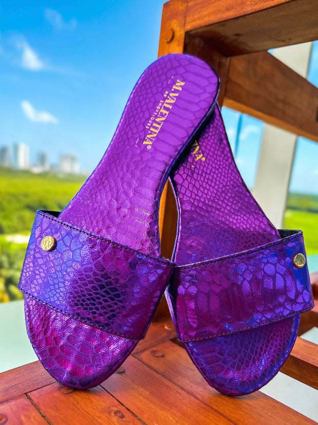 Aloha Turtle Purple Metallic Sandals