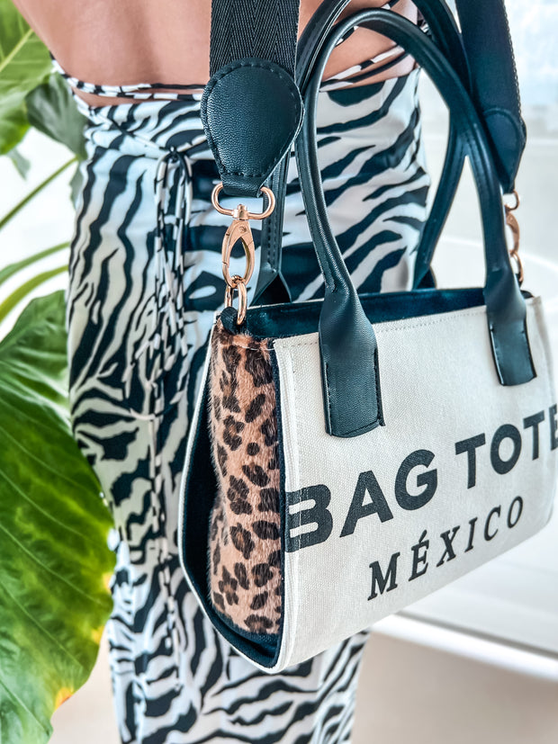 Mini Bag Tote Lino Leopardo