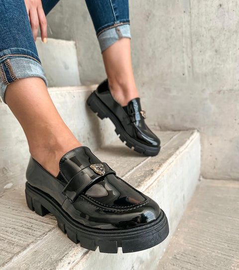 St Tome Mocasines Jaguar Charol Black