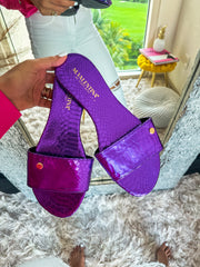 Aloha Turtle Purple Metallic Sandals