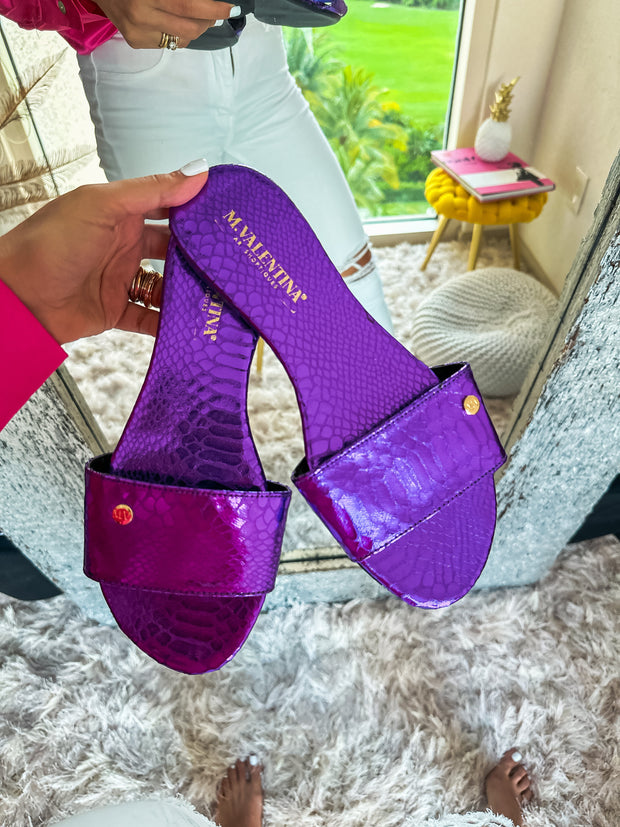 Aloha Turtle Purple Metallic Sandals