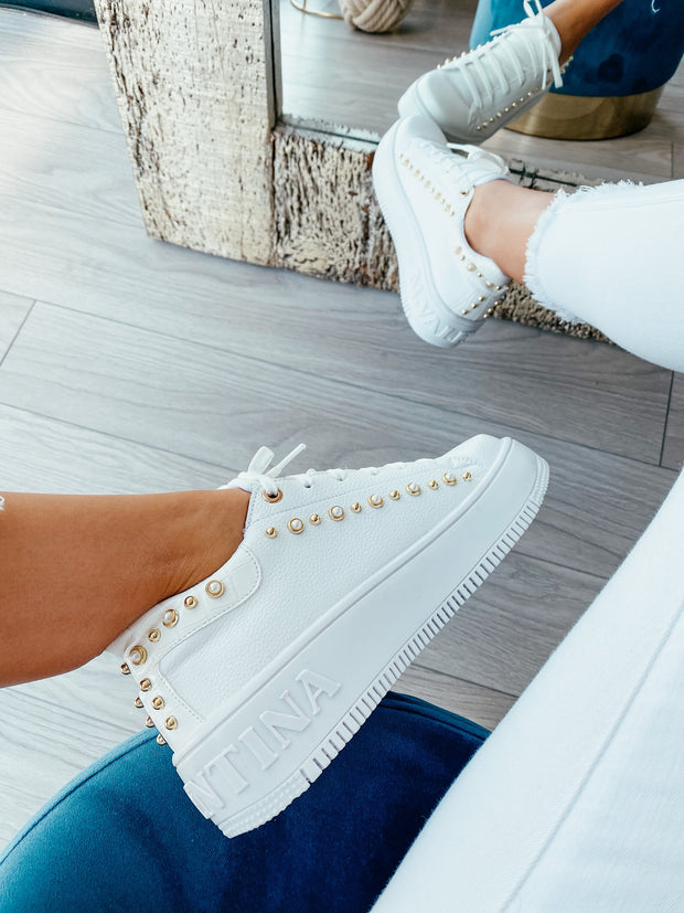 Boston Sneakers White & Pearl Gold