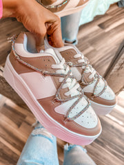 Toronto White & Nude Shiny Sneakers