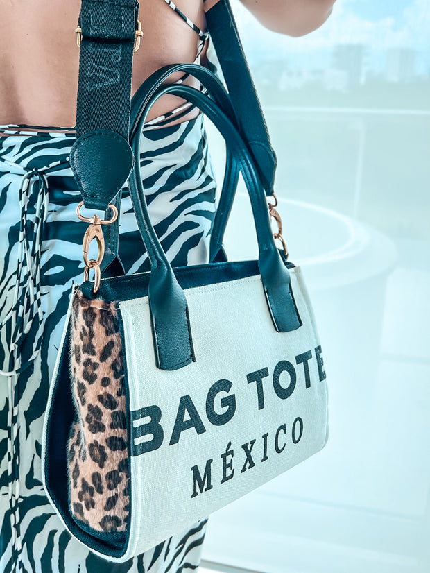Mini Bag Tote Lino Leopardo