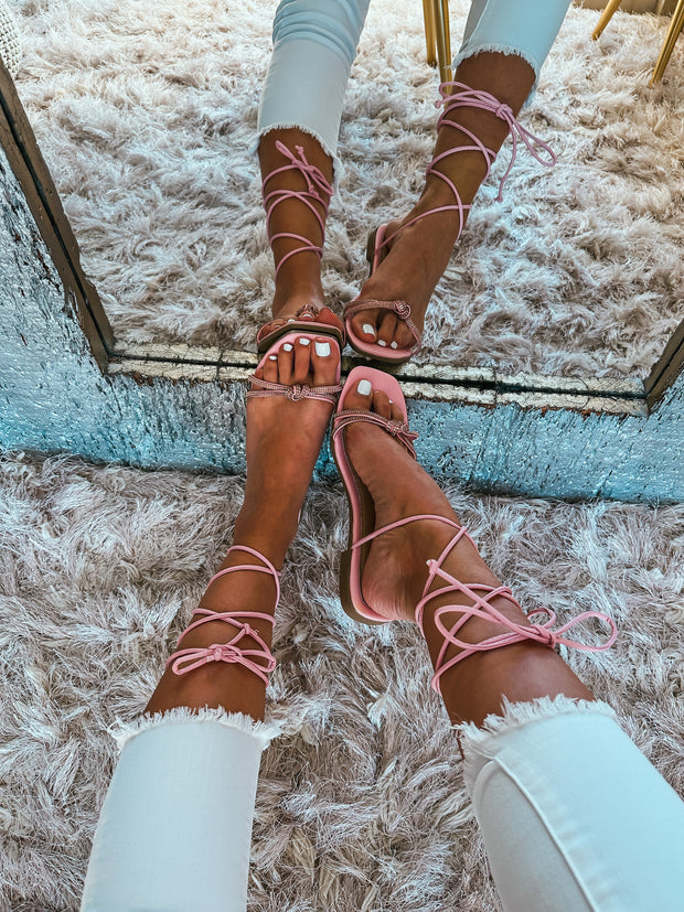 Gladiator Single Line Pink Sandals