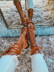 Gladiator Fifth Line Metallic Orange Sandals