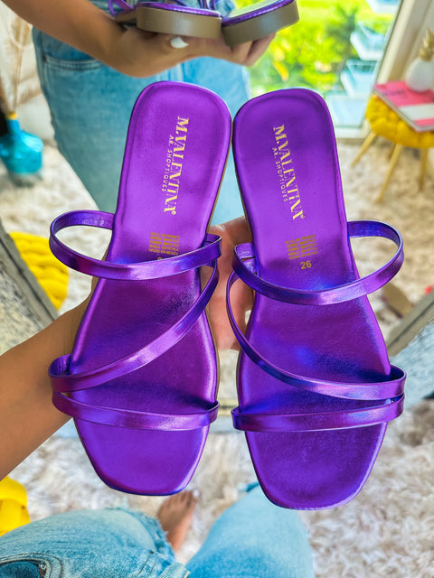 Palm Crossover Triple Purple Metallic Sandals