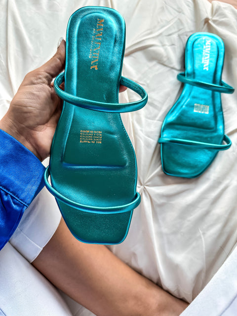 Clio Light Blue Metallic Sandals