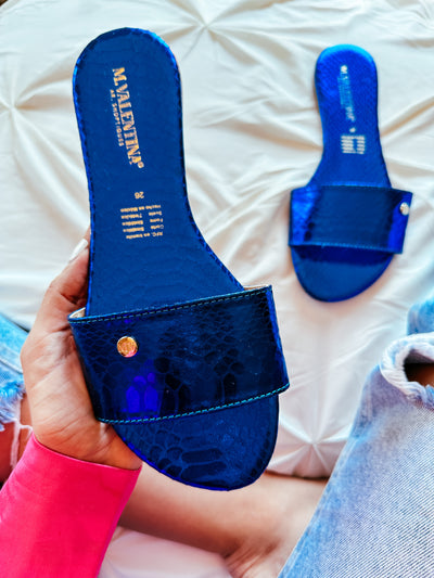 Aloha Turtle Blue Metallic Sandals